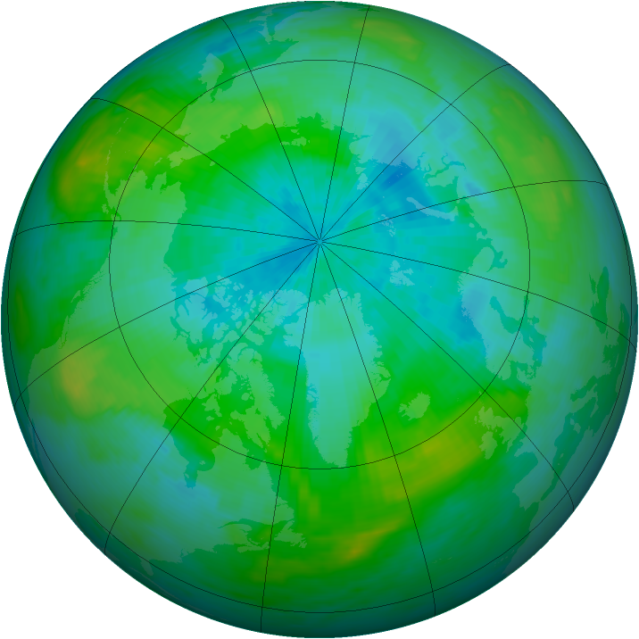 Arctic ozone map for 23 August 1992